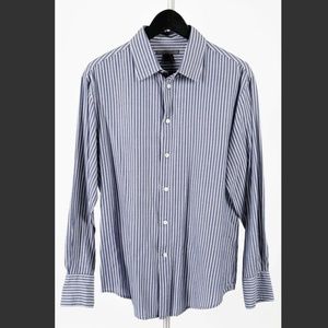 JOHN VARVATOS – Blue Striped Button Down Shirt - M